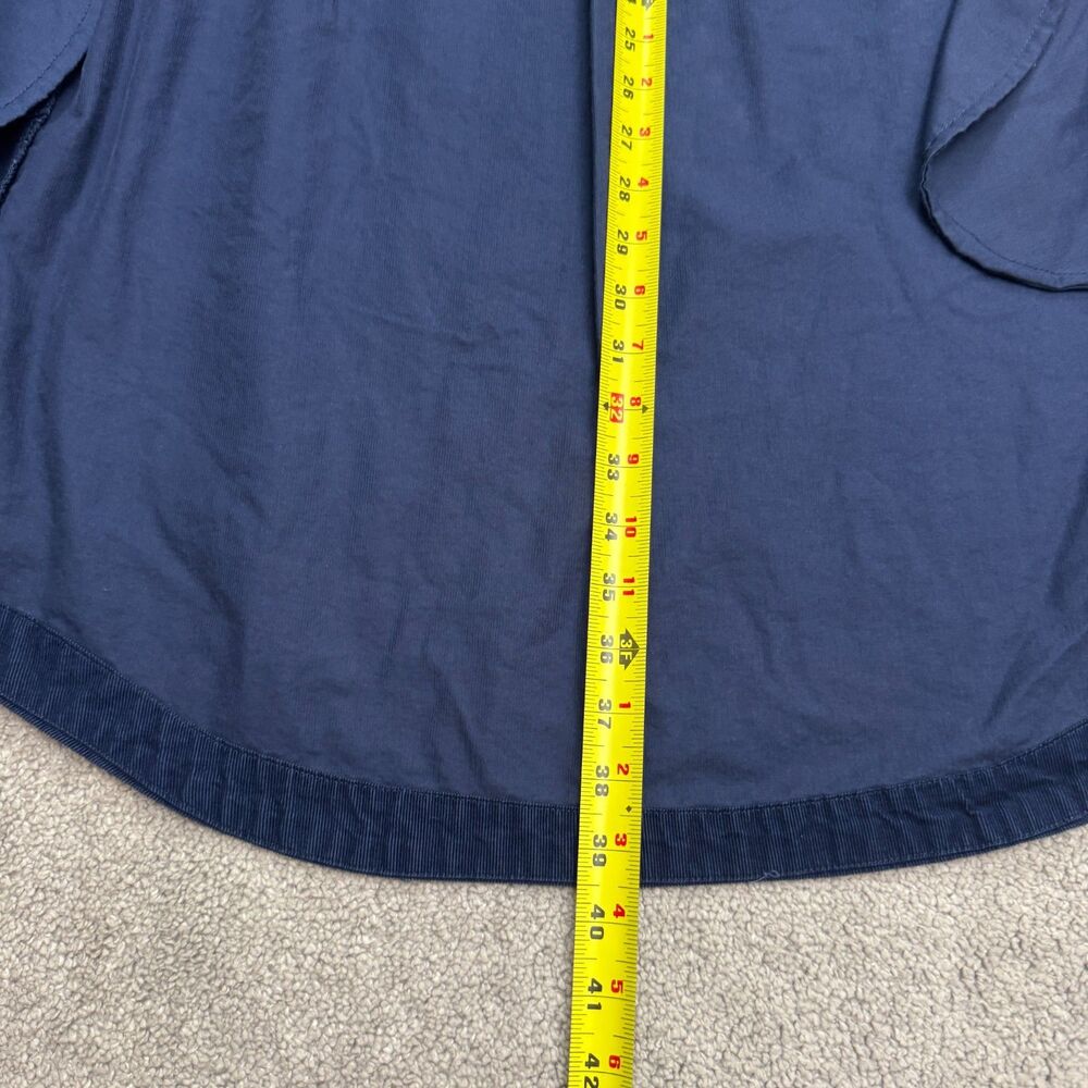 Lands' End Pinwale Corduroy Button Down Midi Shirt Dress Womens Large Navy Blue - Picture 13 of 16